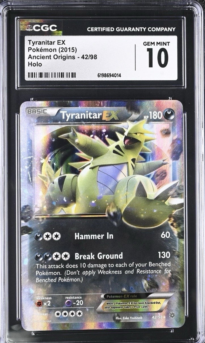 CGC 10 Tyranitar ex — 2015 Pokémon XY Ancient Origins #42, Holo, Ultra Rare