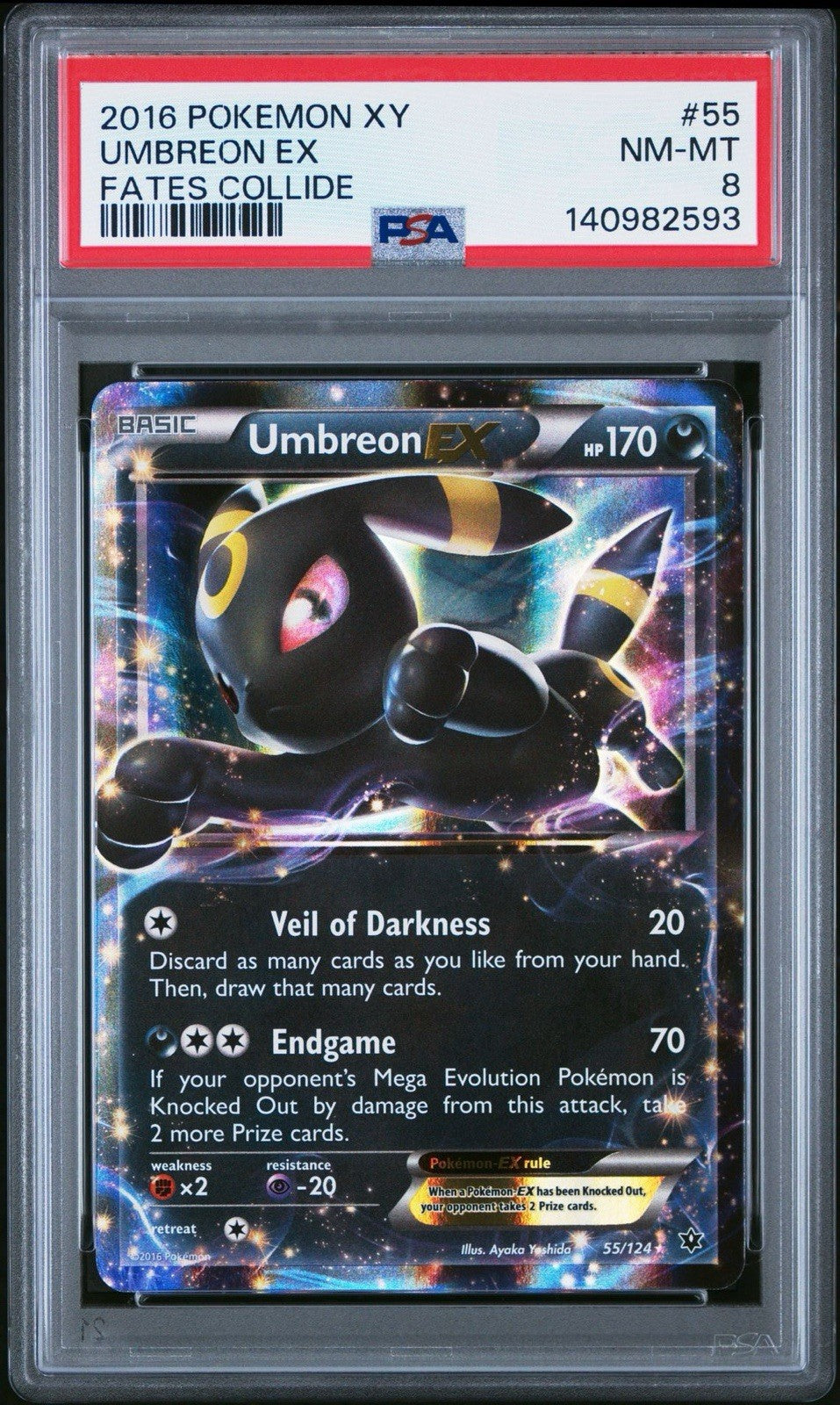 PSA 8 Umbreon ex — 2016 Pokémon XY Fates Collide #55/124