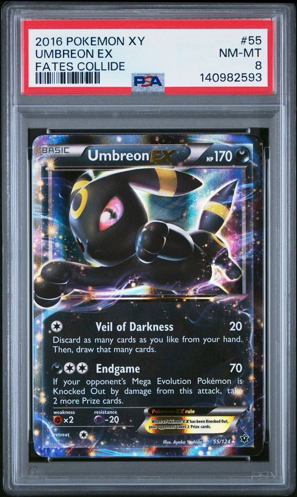 PSA 8 Umbreon ex — 2016 Pokémon XY Fates Collide #55/124