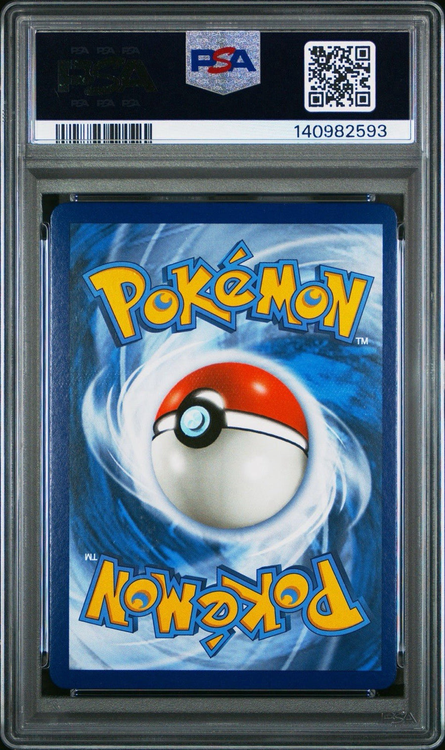 Back of the PSA slab for Umbreon ex, showing cert 140982593