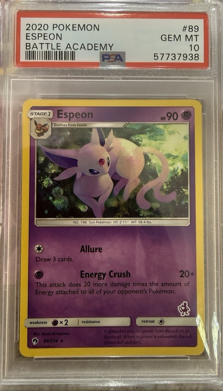 PSA 10 Espeon — 2020 Pokémon Battle Academy #89/214, Non-holo, Rare