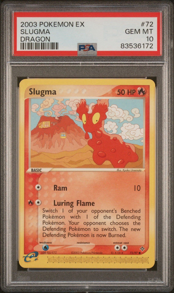 PSA 10 Slugma — 2003 Pokémon EX Dragon #72/97, Non-holo
