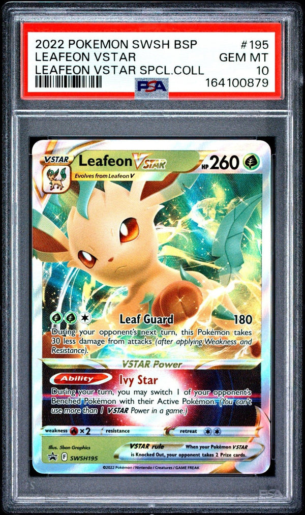 PSA 10 Leafeon VSTAR — 2022 Pokémon SWSH Black Star Promo #195, Holo