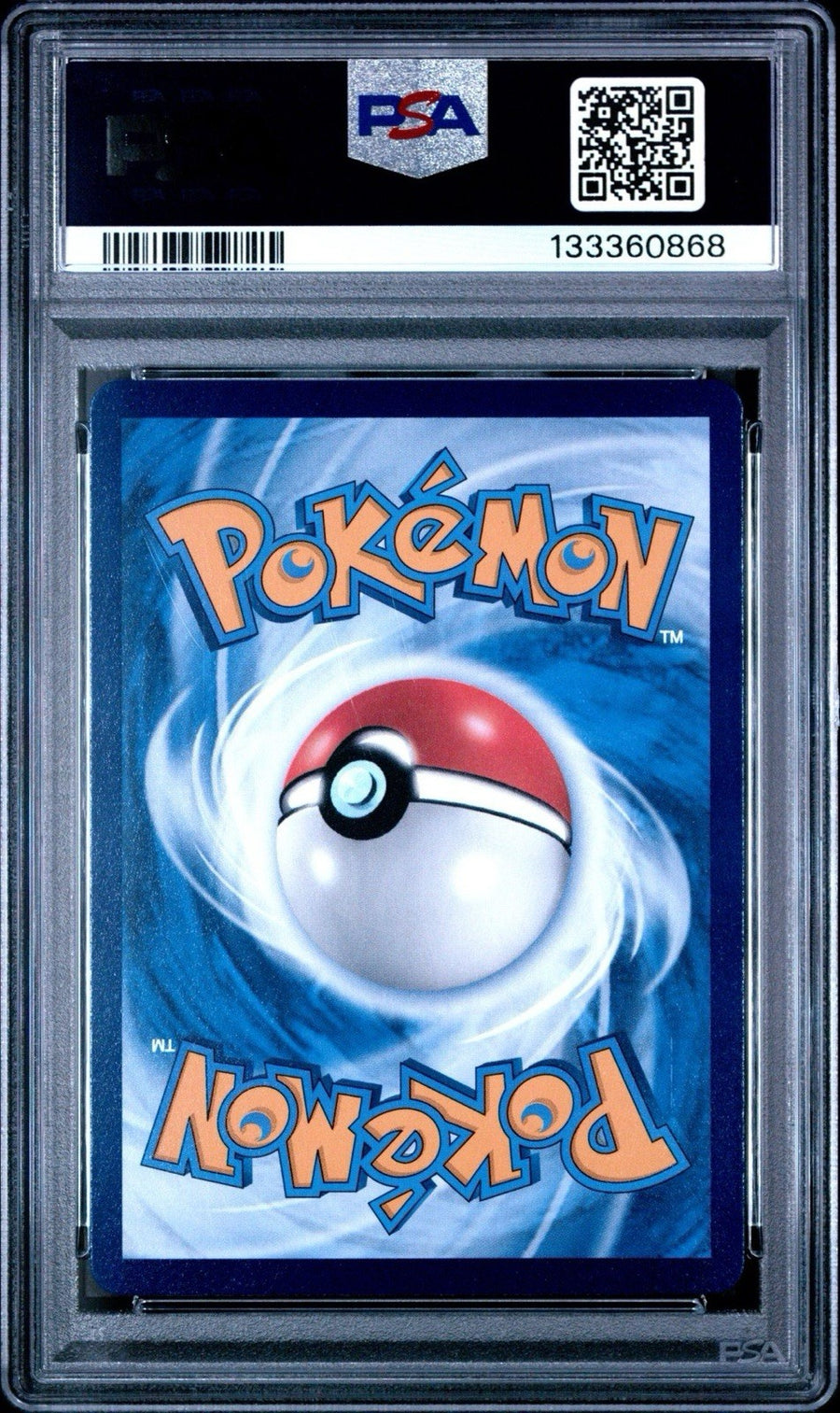 Back of the PSA slab for Pikachu (Berkemeja Batik), showing cert 133360868