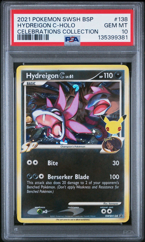 PSA 10 Hydreigon C — 2021 Pokémon Celebrations SWSH Promo #138, Holo