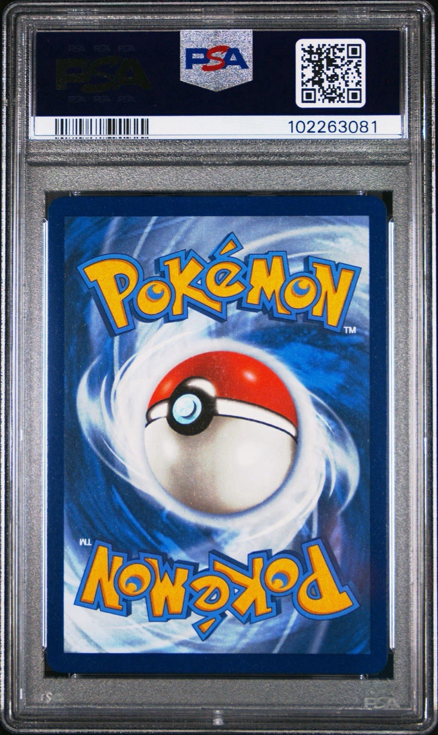 Back of the PSA slab for Origin Forme Dialga V (Full Art), showing cert 102263081
