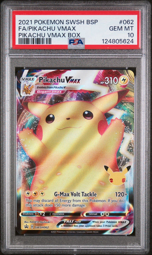 PSA 10 Pikachu VMAX (Full Art) — 2021 Pokémon SWSH Black Star Promo #SWSH062, Holo