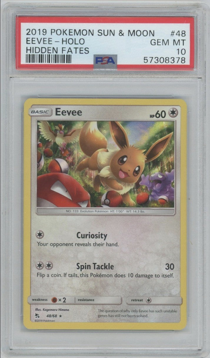 PSA 10 Eevee — 2019 Pokémon Hidden Fates #48/68, Holo